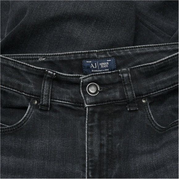 ARMANI JEANS A|J W27 L30 Slim Fit Dark Wash Black Stretch Medium Rise - Picture 5 of 15